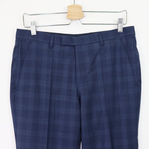 NWT Hugo Boss Jewels Linus Trim Fit Windowpane Wool Suit Set Two Button Navy 36 - Picture 11 of 13